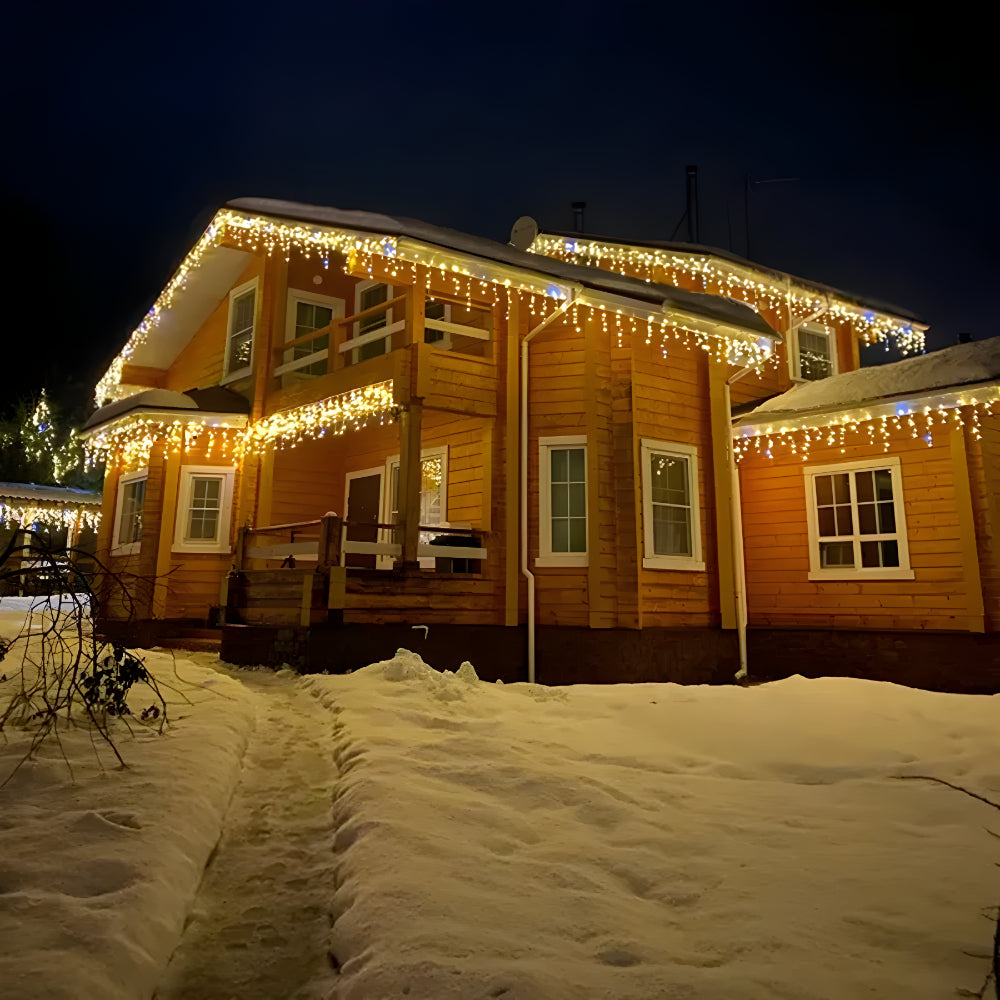 LED Lichtervorhang Außen Warmweiß Wasserdicht
