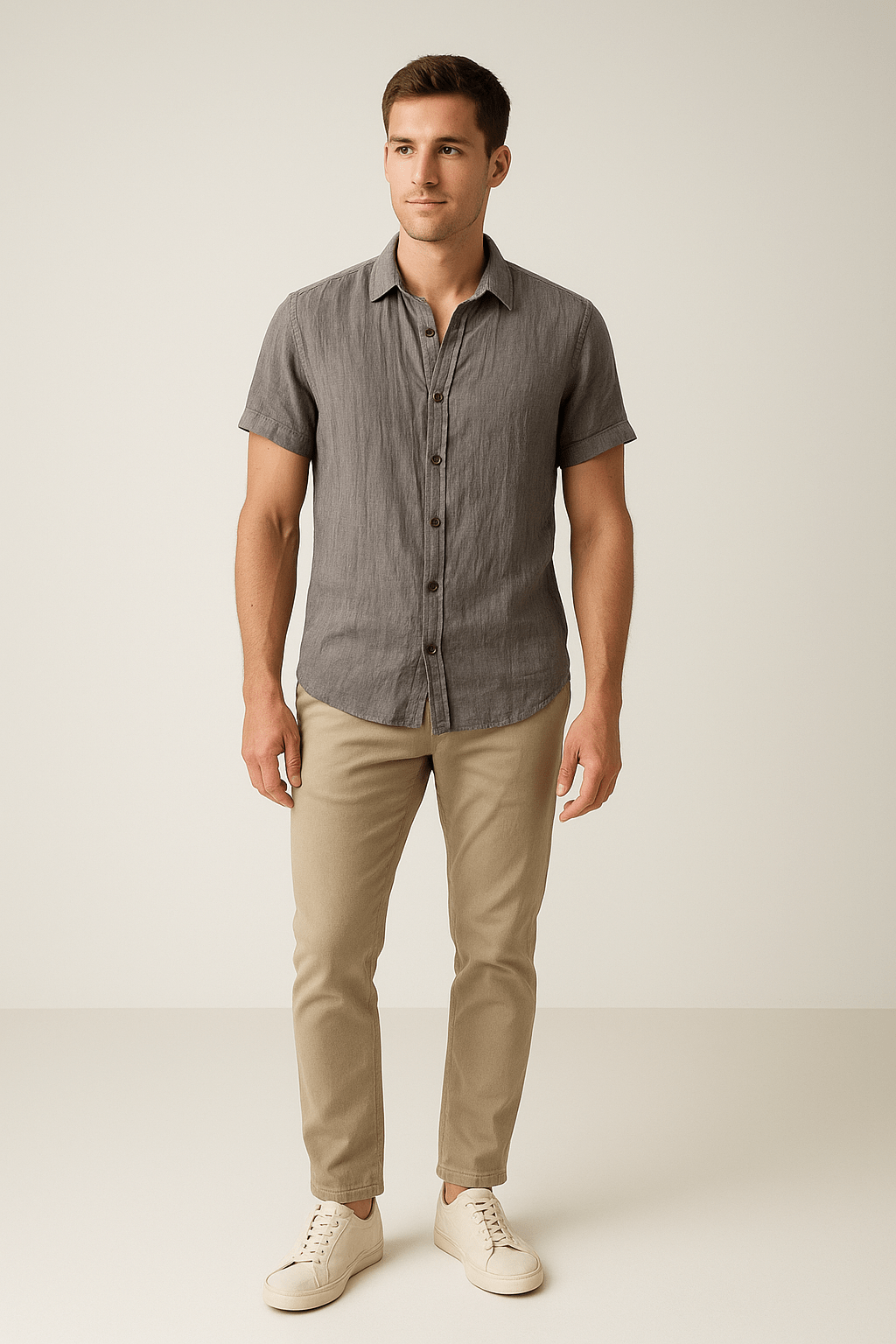 Sommerhemd - Herren Leichtes Kurzarm Ourlet boutonné