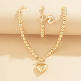 Calira - Beaded Heart Pendant Bracelet and Necklace Set Gold — perfect for those who value comfort and design. Calira - Beaded Heart Pendant Bracelet and Necklace Set Gold — perfect for those who value comfort and design.