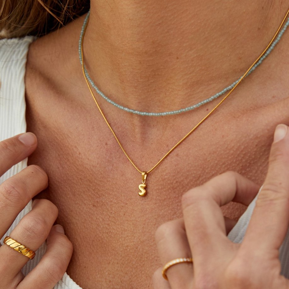 Esme - Bubble Letter Necklace Gold — crafted for everyday quality. Esme - Bubble Letter Necklace Gold — crafted for everyday quality.