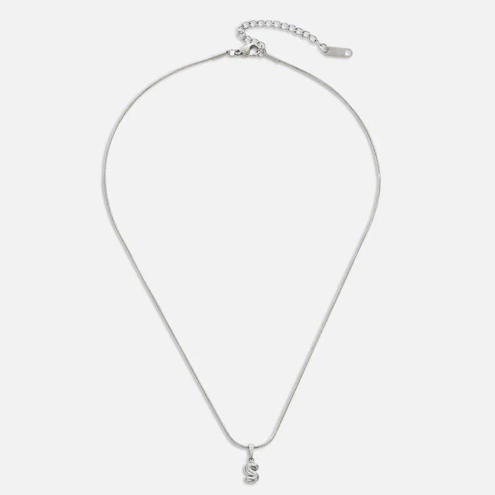 Esme - Bubble Letter Necklace Silver — designed to inspire your lifestyle. Esme - Bubble Letter Necklace Silver — designed to inspire your lifestyle.