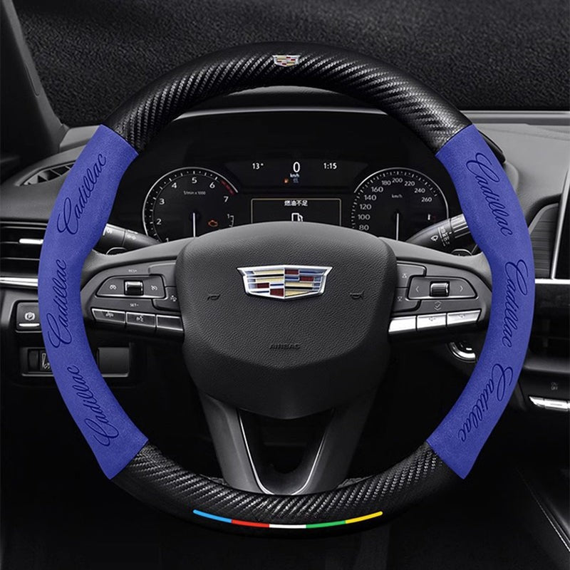 Anti-Rutsch 3D Prägung Kohlefaser Leder Auto Lenkradbezug Universelle Passform