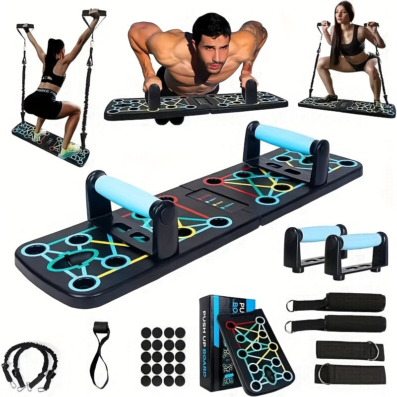 Heim-Stärketraining Set mit Liegestützgriffen | Liegestützbrett mit Widerstandsbändern | StrengthBoard