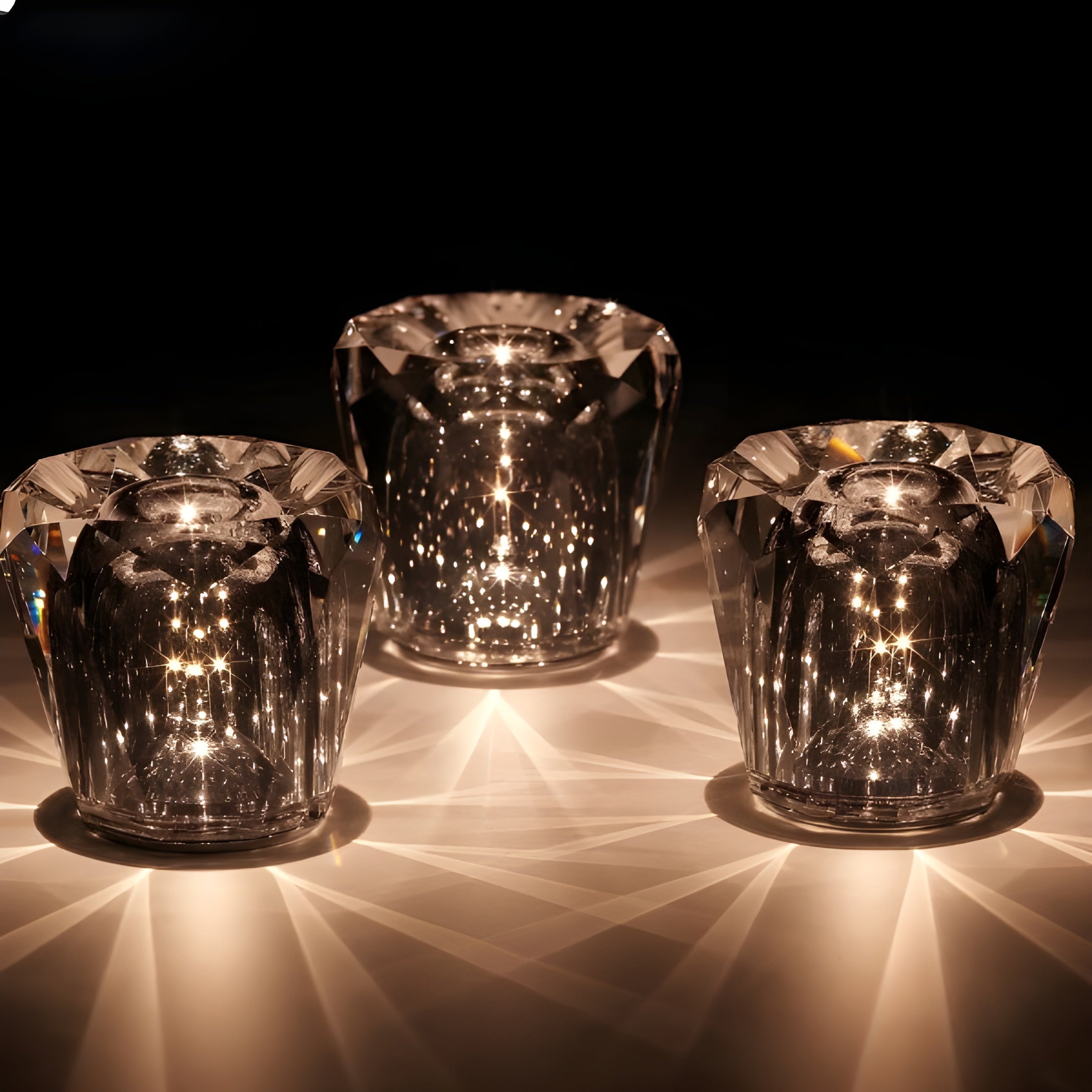 Kristall Tischlampe VÉLORIA | Diamant-Look & 360° Lichtspiel | Kabellos & USB wiederaufladbar | Bis zu 12 Stunden Lichtdauer