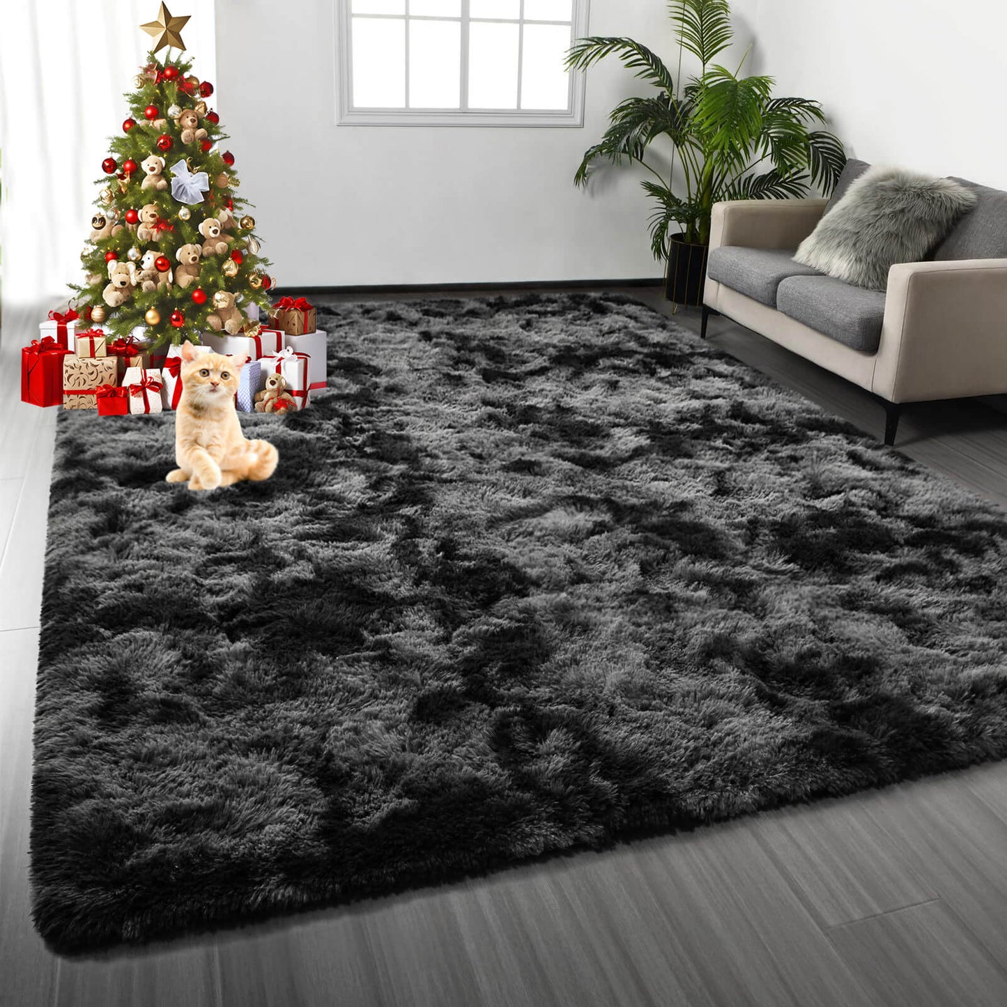 Tapis doux et moelleux à poils longs, lavable en machine pour la chambre à coucher