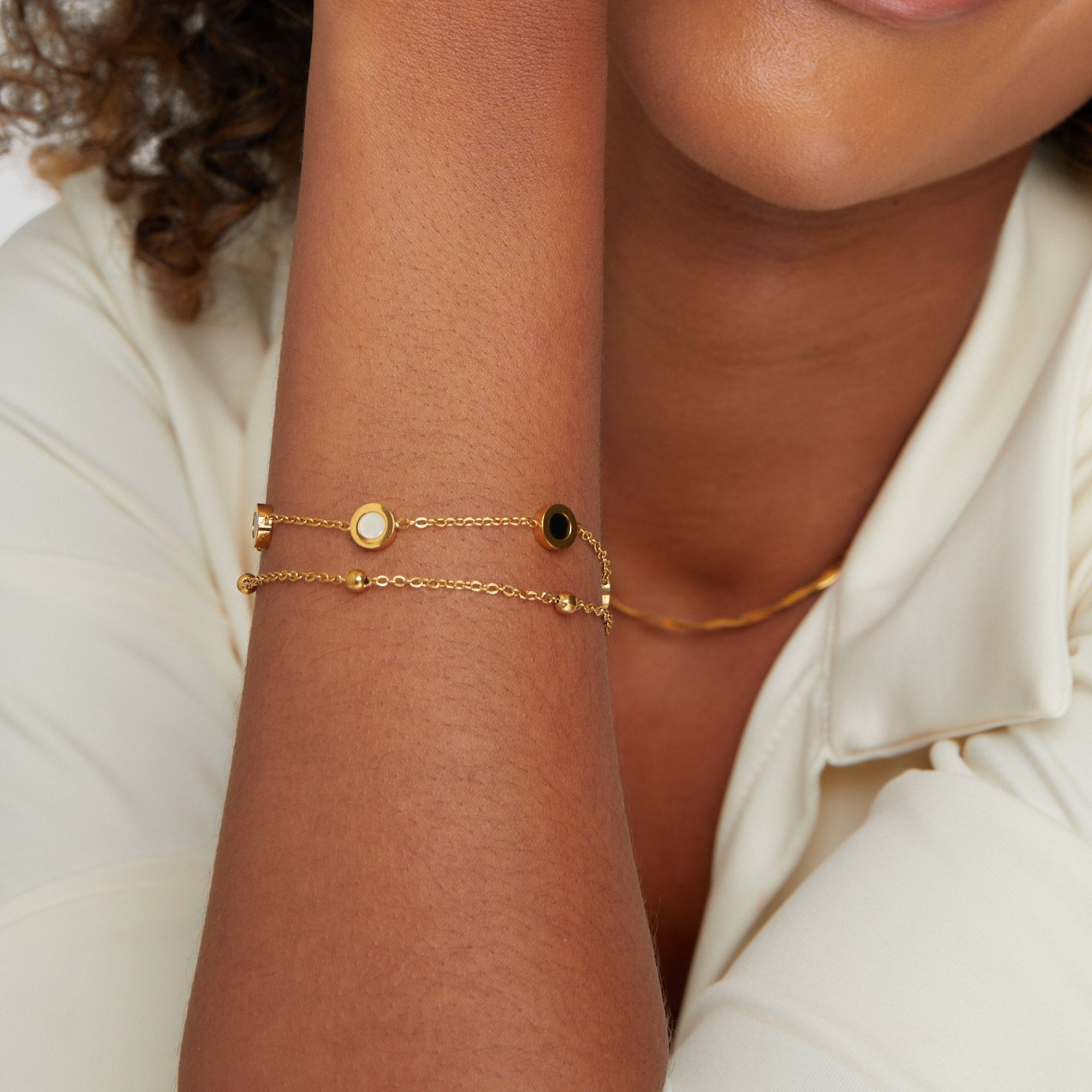 Sophia - Onyx & White Stone Bracelet — made with care and attention to detail. Sophia - Onyx & White Stone Bracelet — made with care and attention to detail.