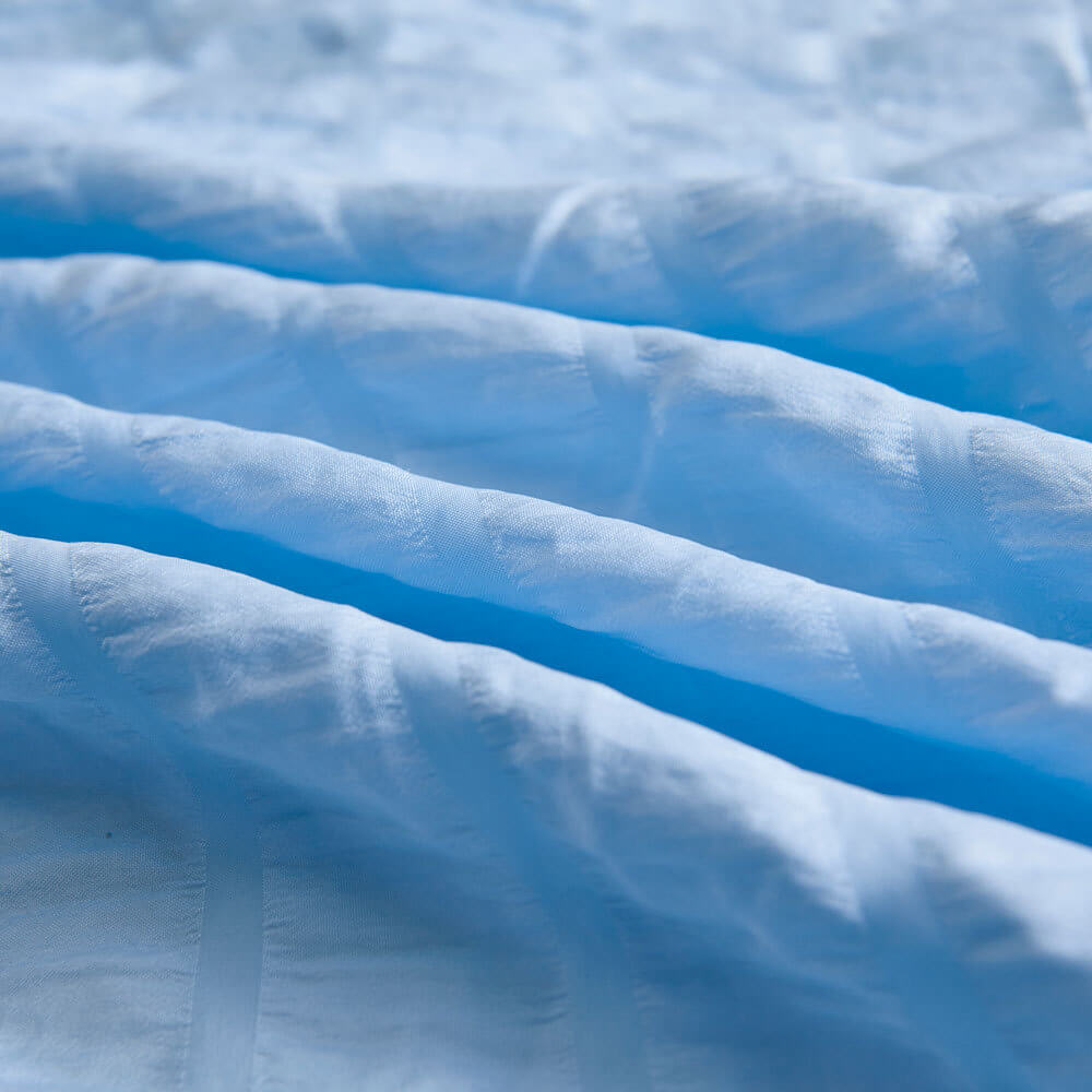 Parure de lit en coton seersucker doux - Gris - Tailles : Grand, Queen, King