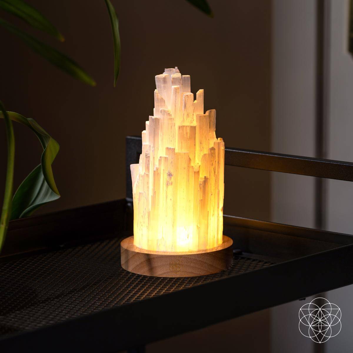 Lampe de nuit en sélénite - 900 g de cristal aux vertus curatives pour la décoration et le bien-être de votre maison.