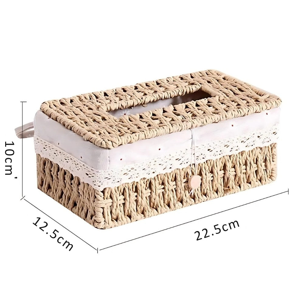 Stylish Braided Woven Tissue Box Holder for Home Decor