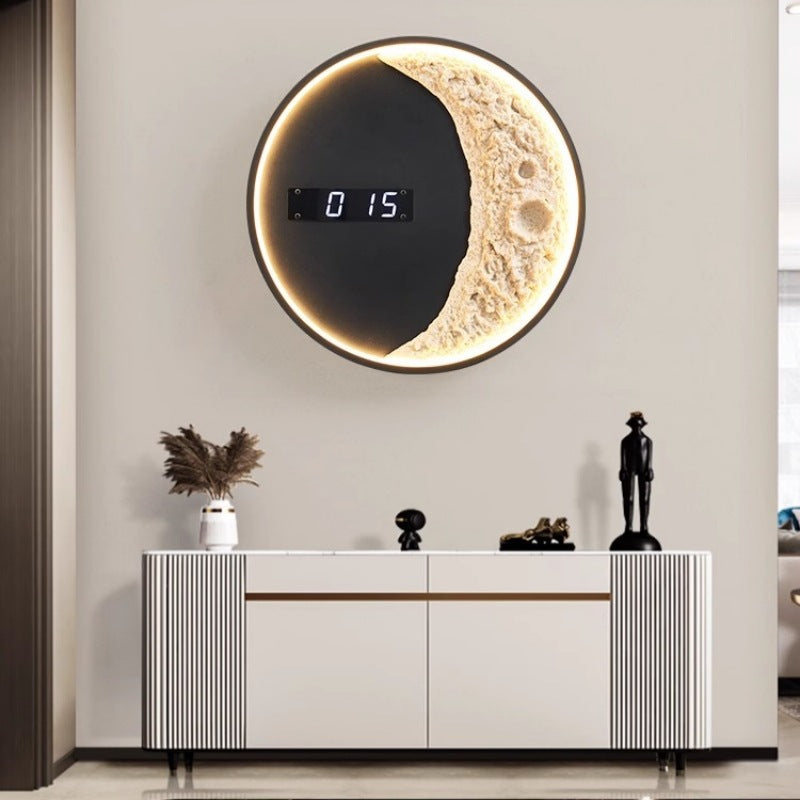 Applique murale LED Lune et Astronaute avec Horloge - Décoration intérieure moderne