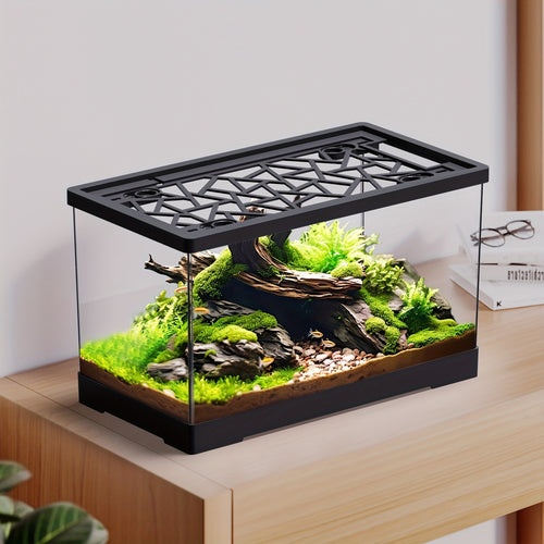 5-Gallon Fish Tank with Lid for Home & Office, Ideal for Turtles, Shrimp, Goldfish, Frogs