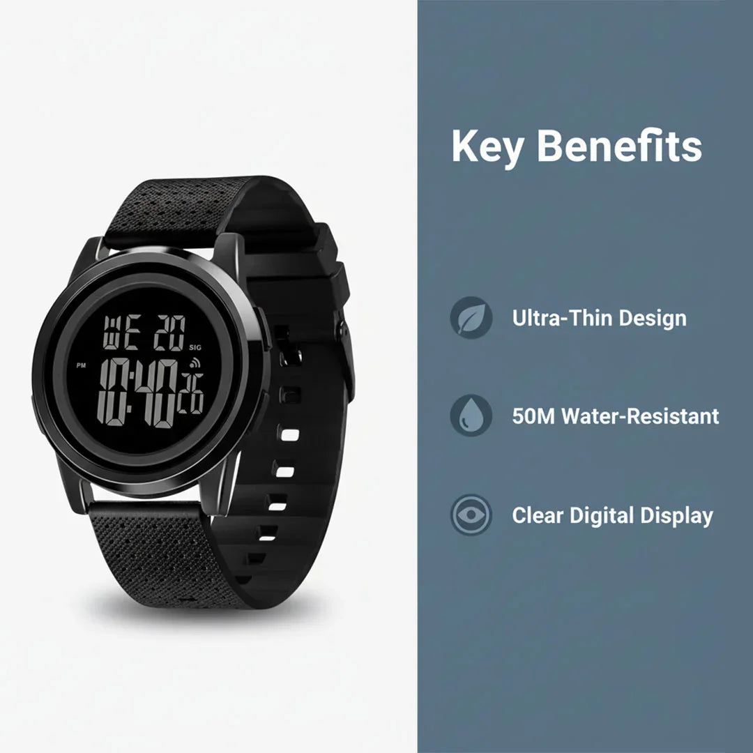 Ultradünne Uhr - Wasserfest - Digitalanzeige