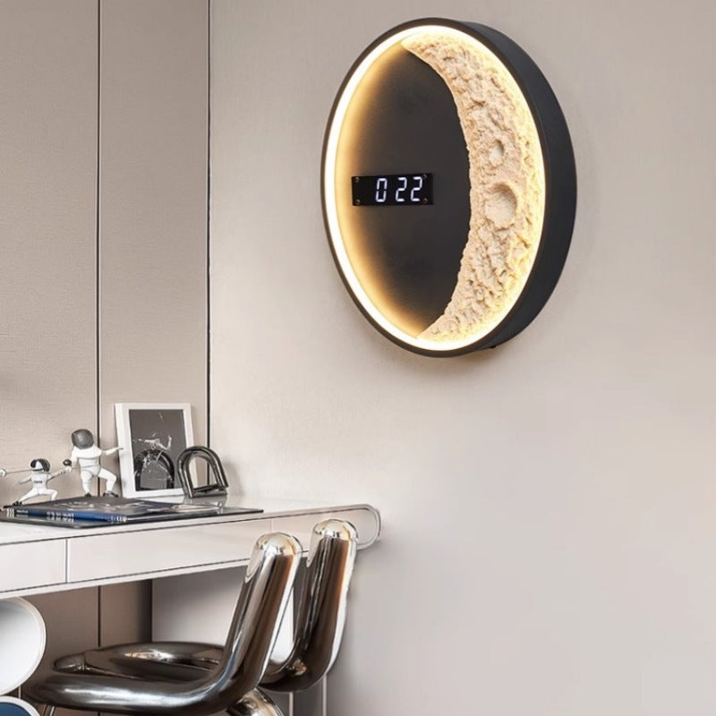 Applique murale LED Lune et Astronaute avec Horloge - Décoration intérieure moderne
