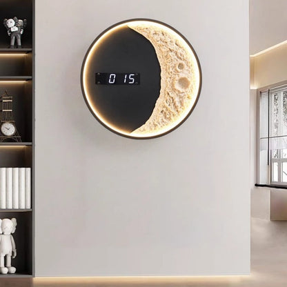 Applique murale LED Lune et Astronaute avec Horloge - Décoration intérieure moderne