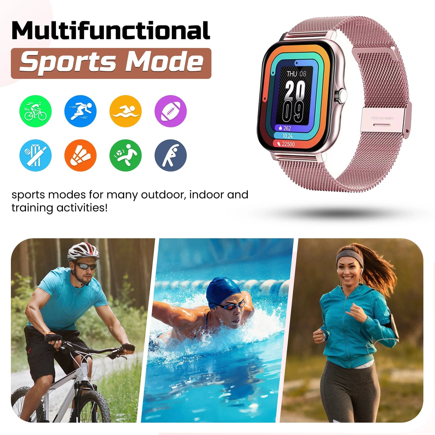 Montre connectée Damen - Schlankes Design - Gesundheitsüberwachung