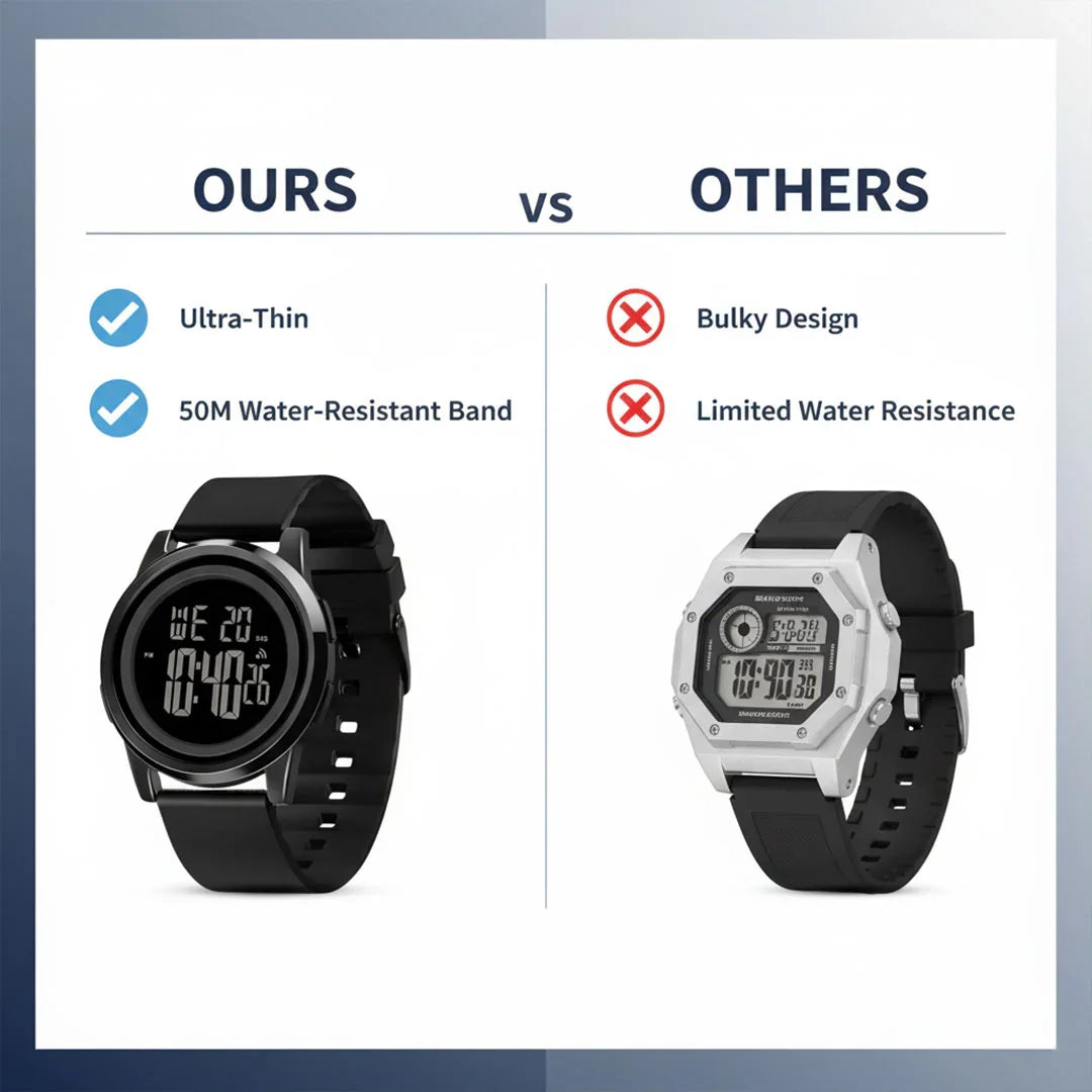 Ultradünne Uhr - Wasserfest - Digitalanzeige