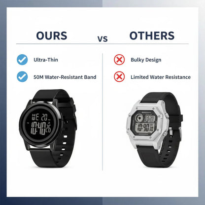 Ultradünne Uhr - Wasserfest - Digitalanzeige