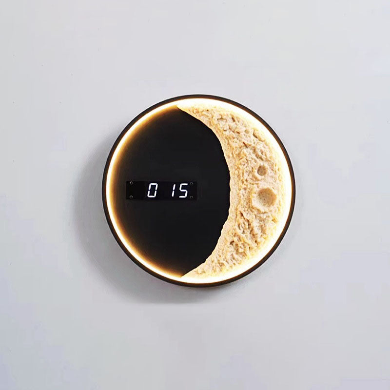 Applique murale LED Lune et Astronaute avec Horloge - Décoration intérieure moderne