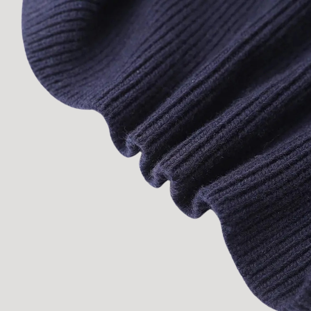 Dames Gebreide Cardigan avec Denim Accenten | Contraste élégant et style moderne