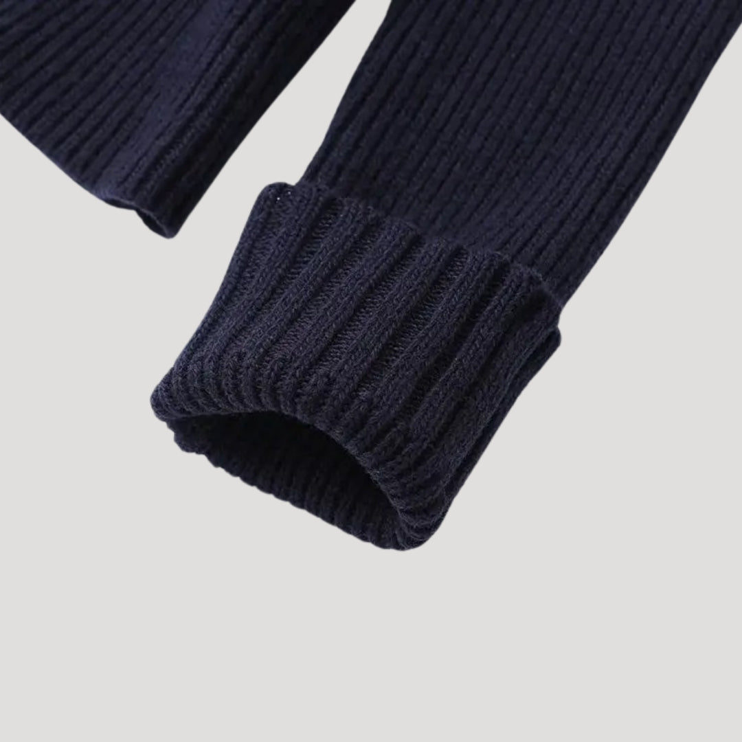 Dames Gebreide Cardigan avec Denim Accenten | Contraste élégant et style moderne