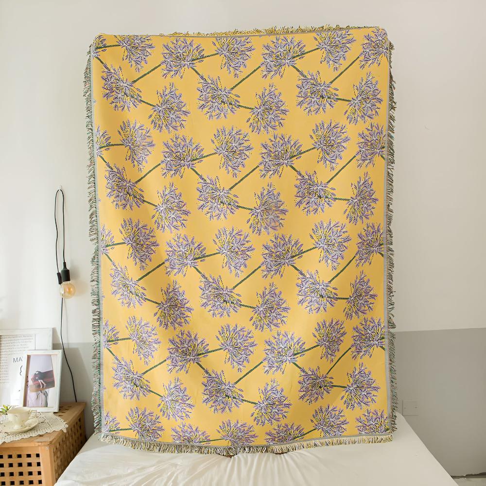 Cozy Agapanthus Tassel Throw Blanket for Home Decor & Comfort