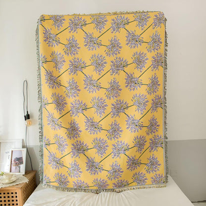 Cozy Agapanthus Tassel Throw Blanket for Home Decor & Comfort
