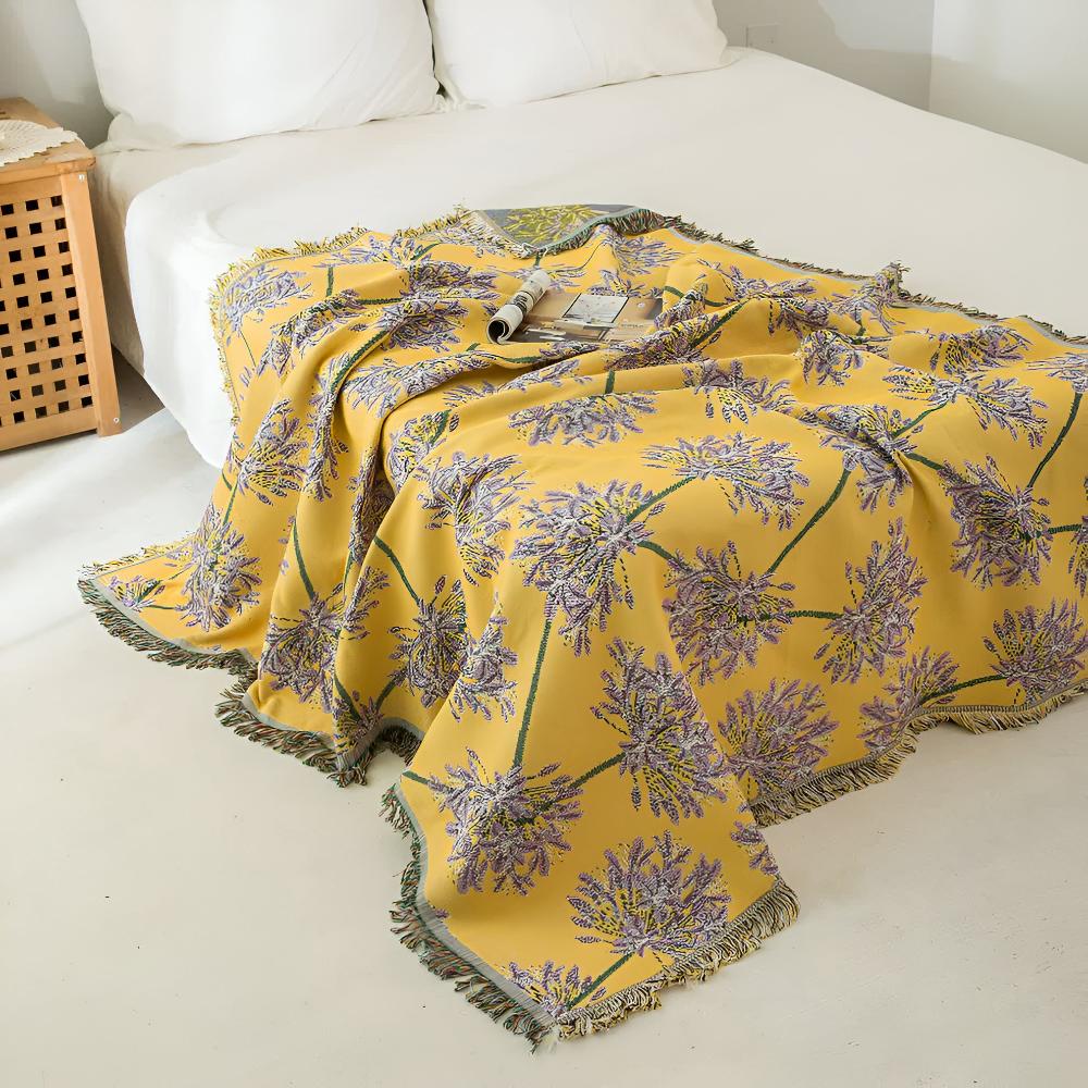 Cozy Agapanthus Tassel Throw Blanket for Home Decor & Comfort