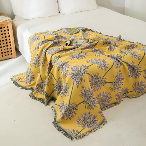 Cozy Agapanthus Tassel Throw Blanket for Home Decor & Comfort