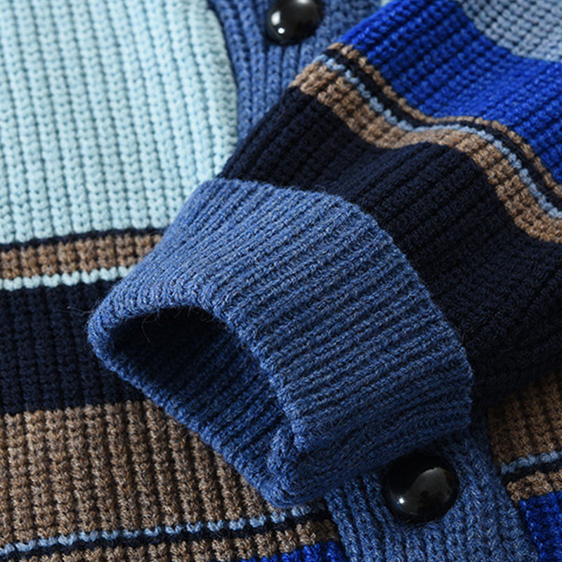 Herren Colorblock Revers Sweaterjacke – Modernes Strickdesign mit zeitlosem Stil