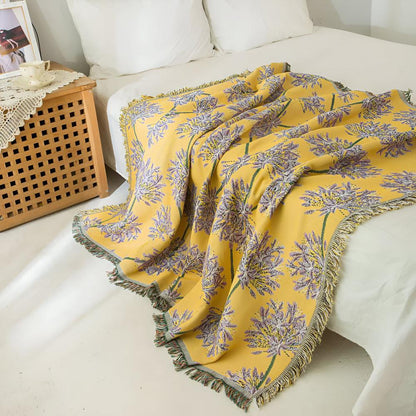Cozy Agapanthus Tassel Throw Blanket for Home Decor & Comfort