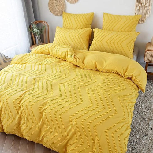 Chevron Pattern Plush Quilt Cover Set - 3 Piece Bedding Set