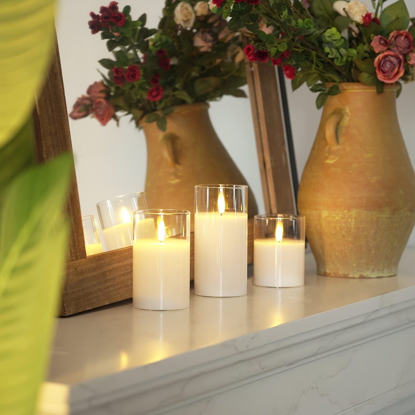 Ensemble chauffe-bougies télécommandé - Bougies LED à piles avec minuterie et télécommande pour la décoration intérieure