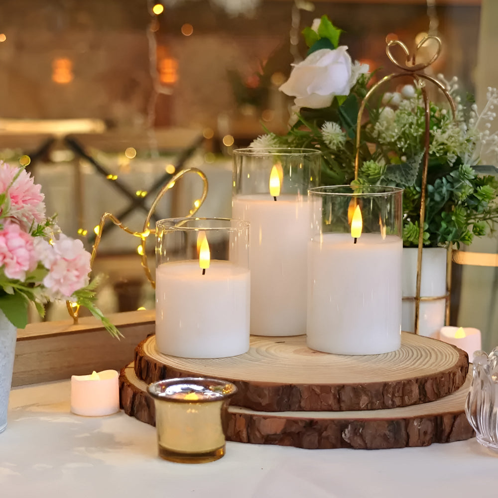 Ethereal 3D Vlamloze Kaars | Ensemble de 3 deliges