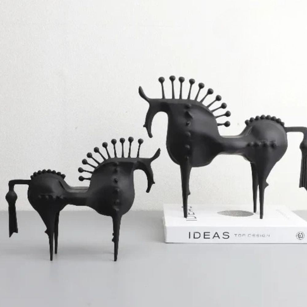 Black Stallion Horse Metal Art Sculpture for Home Decor