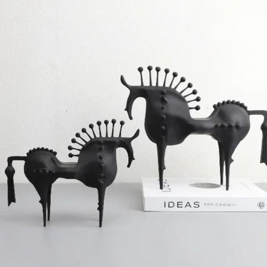Black Stallion Horse Metal Art Sculpture for Home Decor