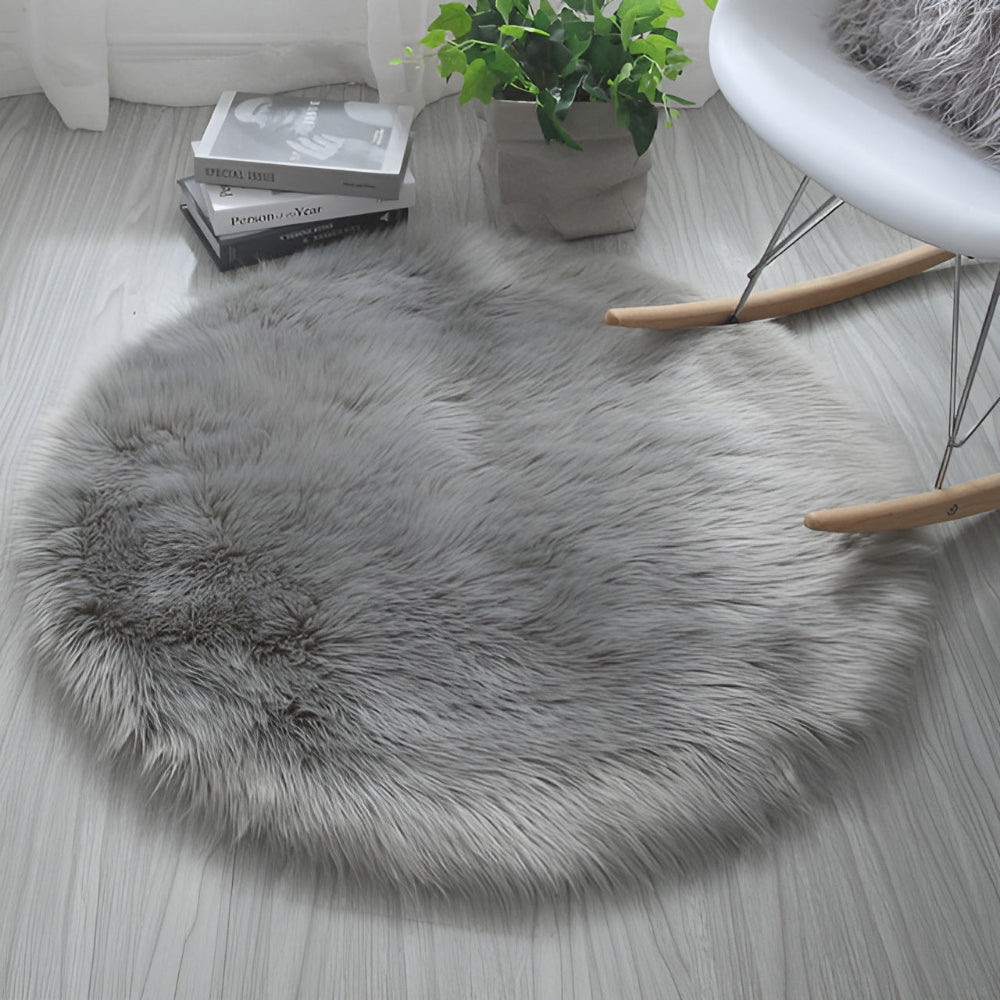 Tapis rond en peluche douce pour une décoration intérieure chaleureuse - Motif nuage