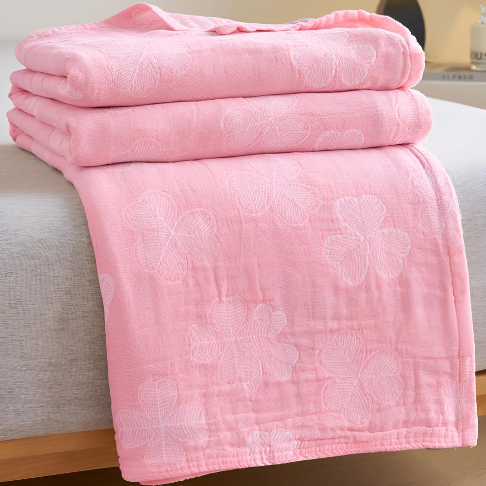 Cozy Four Leaf Clover Cotton Blanket - Soft, Warm, and Stylish Throw