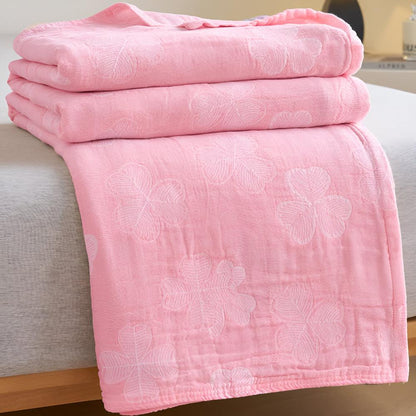 Cozy Four Leaf Clover Cotton Blanket - Soft, Warm, and Stylish Throw