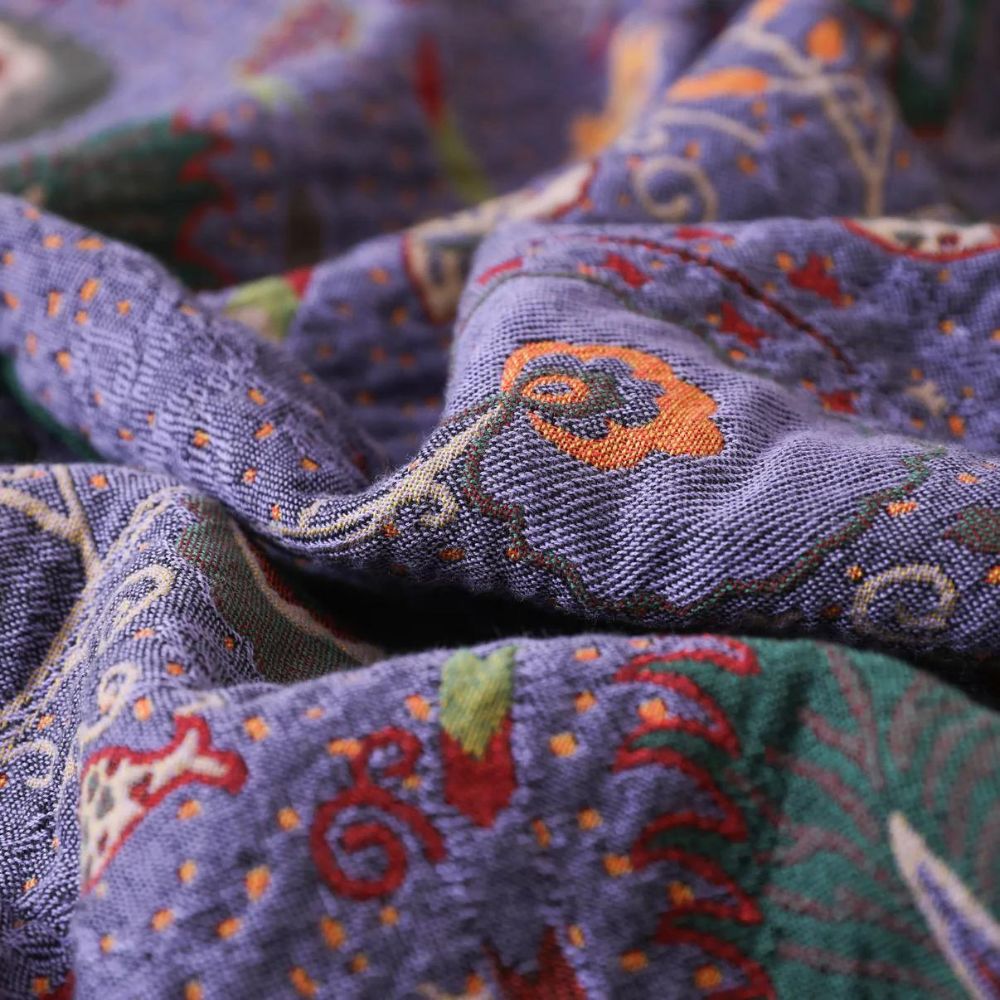 Pfauenquasten Baumwolldecke