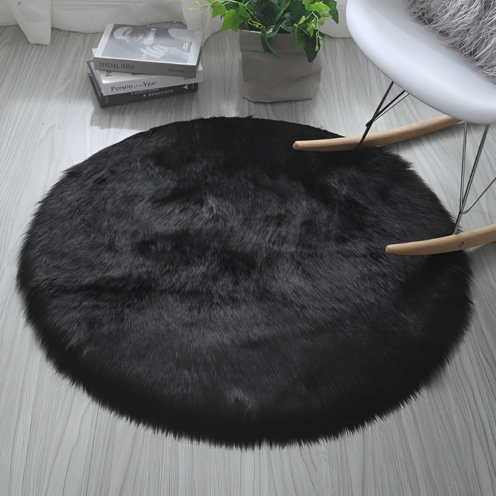 Tapis rond en peluche douce pour une décoration intérieure chaleureuse - Motif nuage