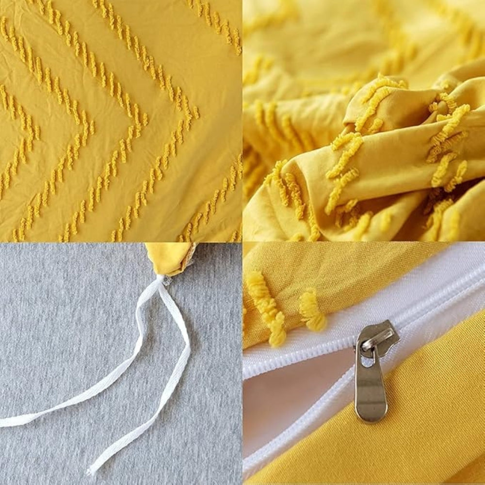 Chevron Pattern Plush Quilt Cover Set - 3 Piece Bedding Set