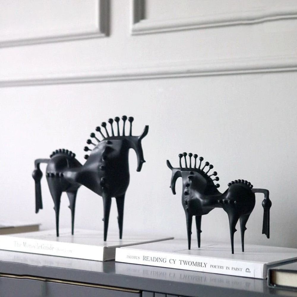 Black Stallion Horse Metal Art Sculpture for Home Decor
