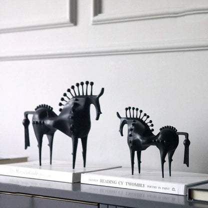 Black Stallion Horse Metal Art Sculpture for Home Decor