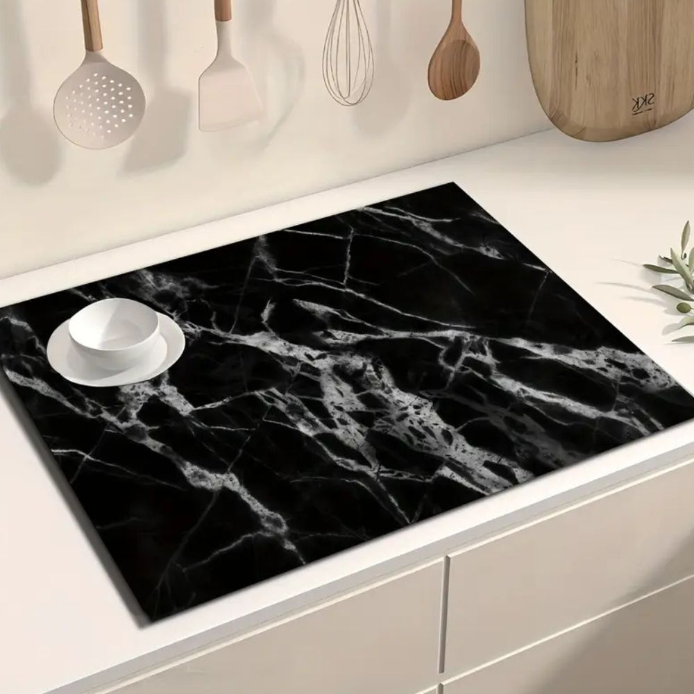 Marmor Druck Geschirr Abtropfmatte