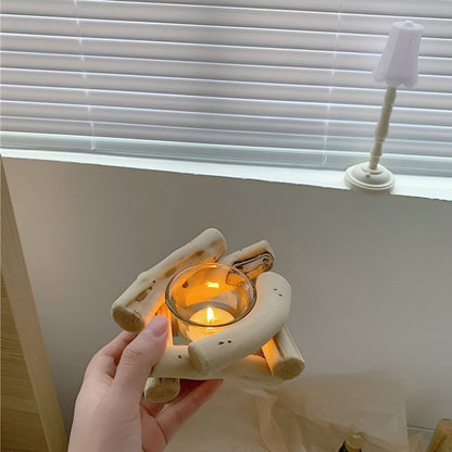 Bougeoir rustique en bois flotté pour la décoration intérieure et une ambiance chaleureuse