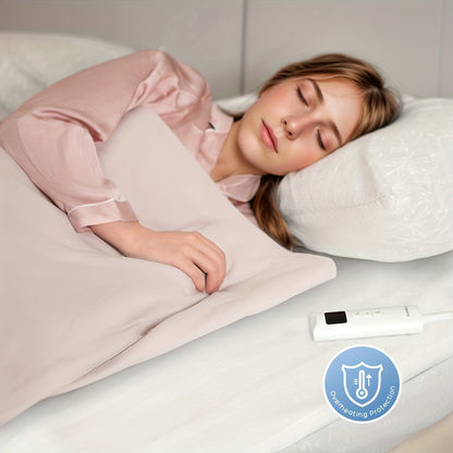 Elektrische Deken voor Bed, Witte Verwarmde Decke, Wasbaar, 7 Warmte-instellingen