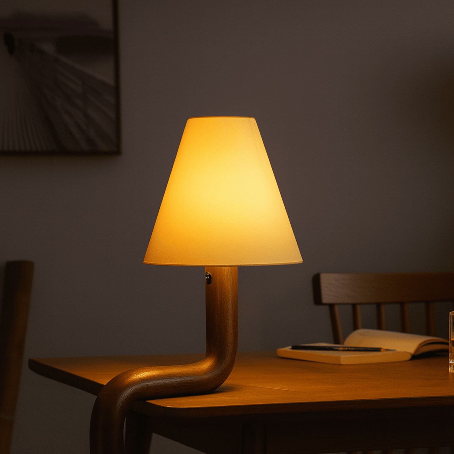 Lampe de table rustique en bois - Luminaire artisanal pour salon et chambre
