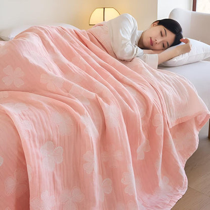 Cozy Four Leaf Clover Cotton Blanket - Soft, Warm, and Stylish Throw