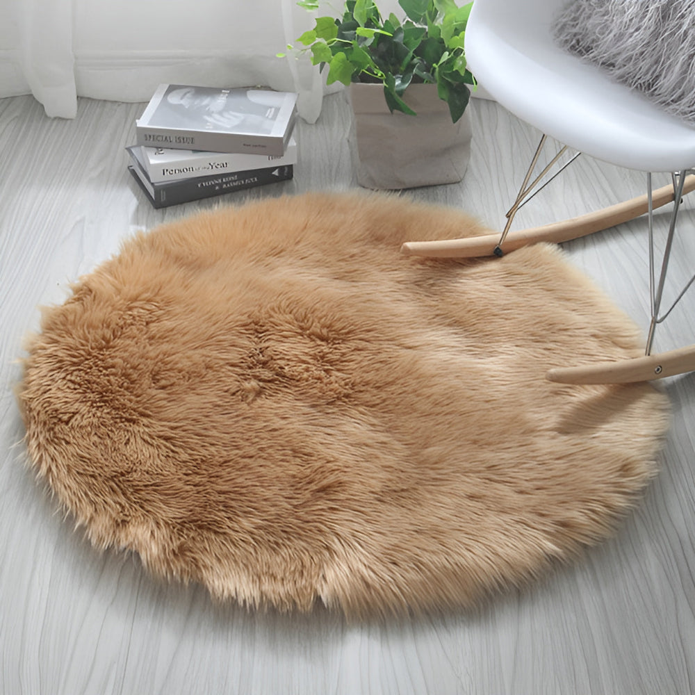 Tapis rond en peluche douce pour une décoration intérieure chaleureuse - Motif nuage