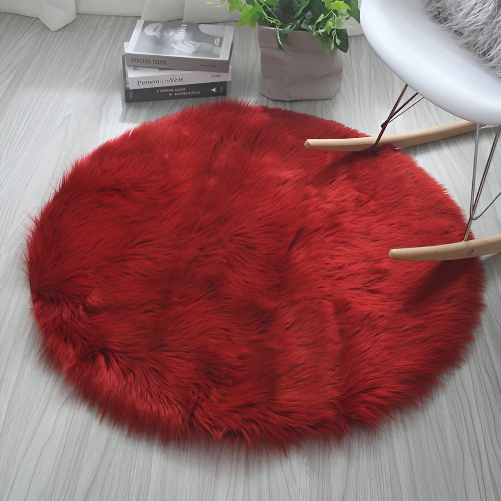 Tapis rond en peluche douce pour une décoration intérieure chaleureuse - Motif nuage